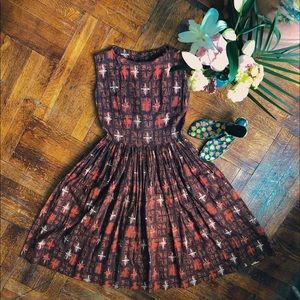 Classy Vintage Audrey Hepburn 50s brown dress